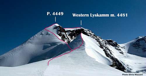 Western Lyskamm Normal route topo