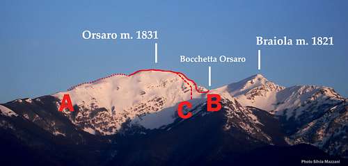 Orsaro main winter routes seen from South-West (Tuscan side)