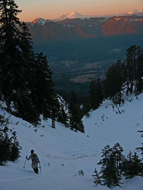 Heading Down during Alpenglow