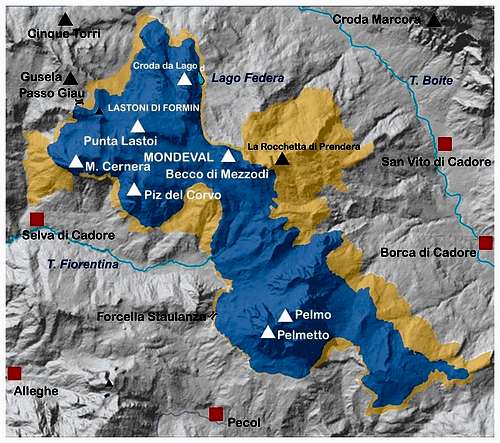 Pelmo and Croda da Lago map