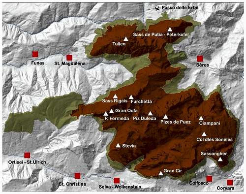 Puez - Odle map