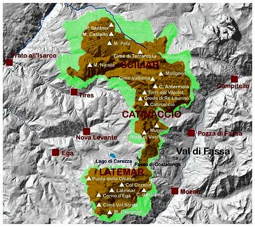 Sciliar -Catinaccio and Latemar map