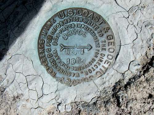 Bryce Peak (AZ) Witness marker