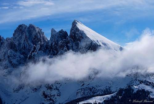 Sassopiatto as seen from Alpe di Siusi