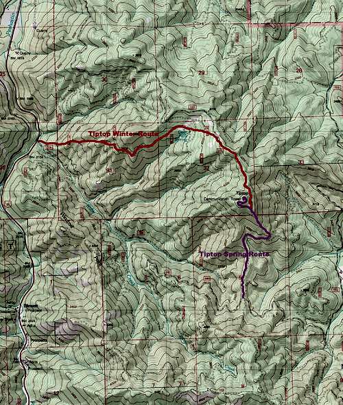 Tiptop Hiking Route Map