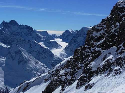 Haut Glacier d'Arolla, with Bouquetins on the left