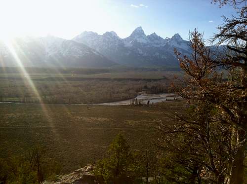 The Teton Range seen at sunset from the top of Blacktail Butte, Grand Teton National Park