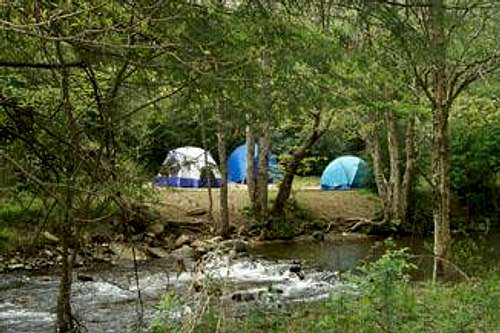 Group tent camping in the...