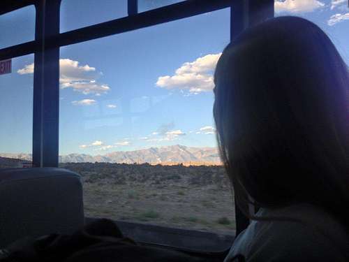 Watching the mountains pass as we drive north, knowing we'd have to hike the same distance back