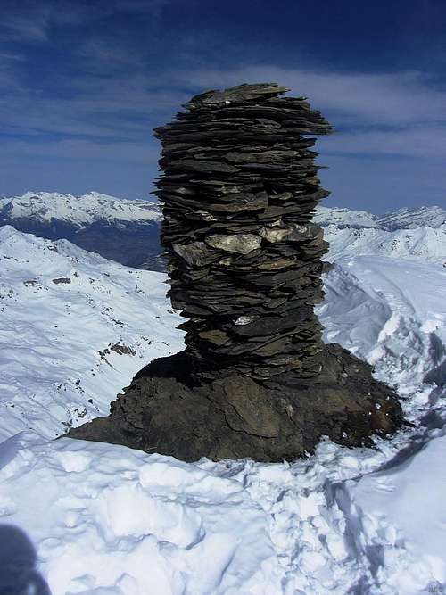 Huge cairn on the summit of Mont de l'Etoile