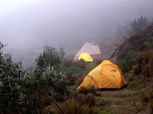 Camping below the hut at...