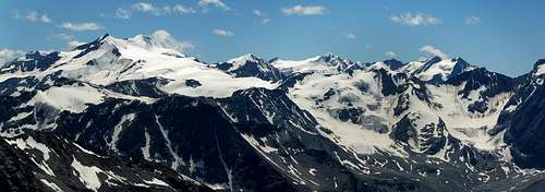 Covered by glaciers summits in Ortler Group
