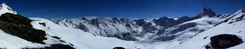 Wide Swiss Alps panorama from the slopes above Cabane des Aiguilles Rouges