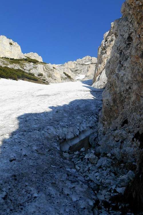 Firn snow gully, east face Monte Acquaviva