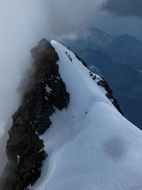 Climbers high on Corno Nero