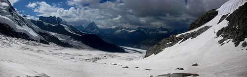 Panoramic view down the Grenzgletscher