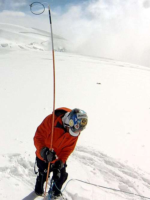 Probing at 13500 ft before going off rope to dig a cache