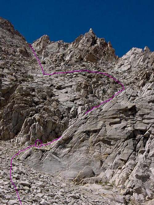 The East Ridge route is shown...