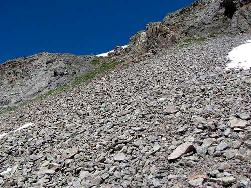 A section of scree below the summit