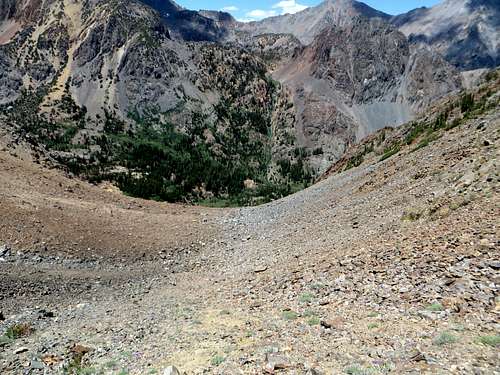 View down the north side scree slope