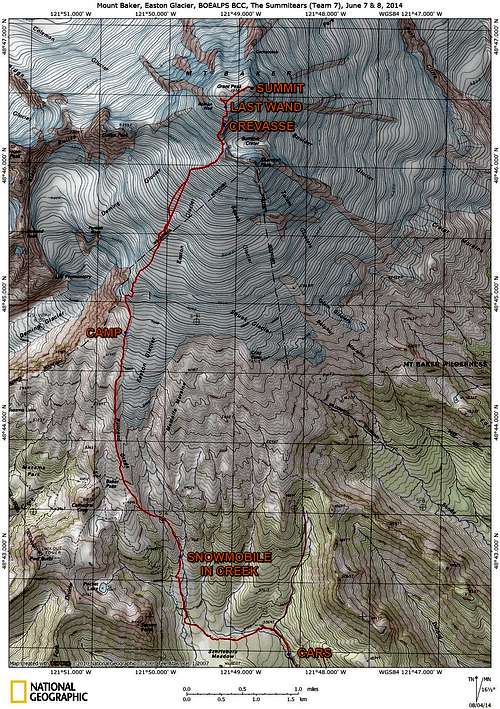Mount Baker via Easton Glacier Route Map