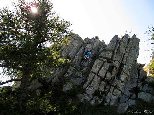 Rock climbing along the route