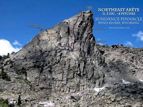 Sundance Pinnacle, Northeast Arete (Route Overlay)