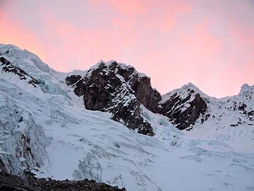 Sunset Colors Above the Alpamayo Col