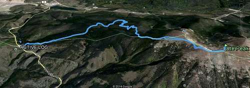 3D view of Ute Peak hike from Ute Pass