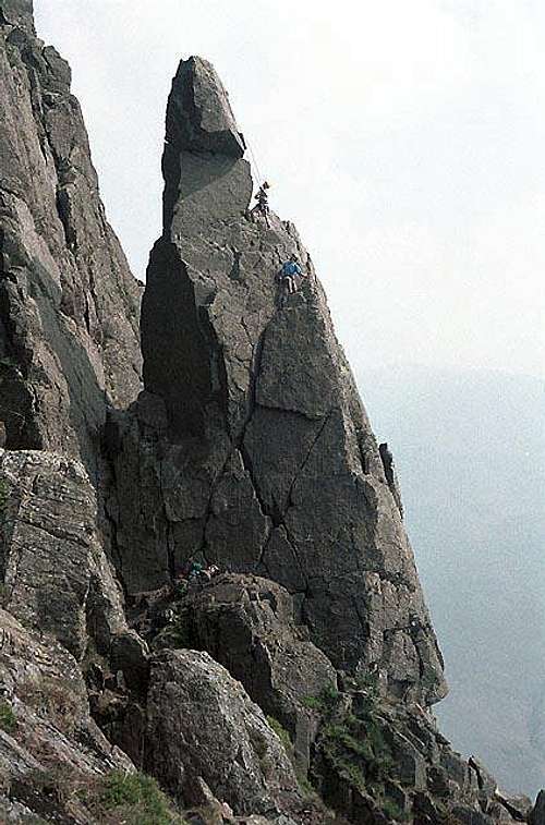Napes Needle first climbed by...