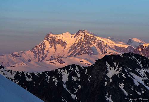 The mighty Monte Rosa Glowing at sunrise (15203 ft / 4634 m)