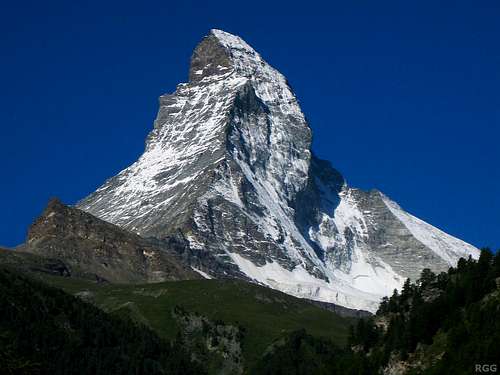 Matterhorn from the south of Zermatt, with 