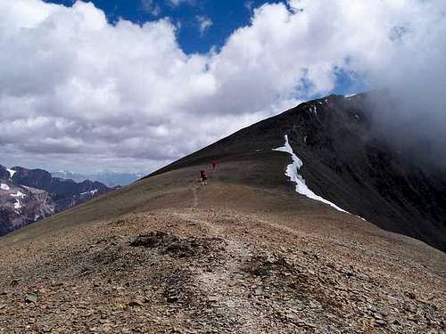 Climbers at the saddle with...
