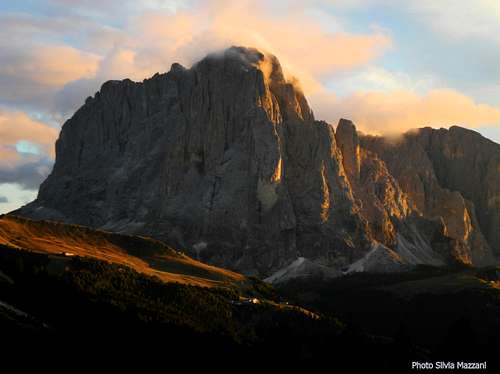 September sunset over the mighty Sassolungo
