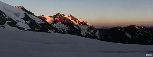 Morning alpenglow on Les Diablons