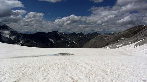 Water on the Brunegg Glacier at around 3000 m