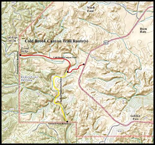 Map of Cold Brook Canyon Trail