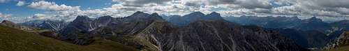 180° panorama from Dreifingerspitze / Col Alc / Punta Tre Dita