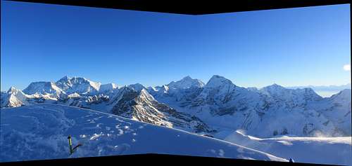 Pano of  a few 8000m peaks from Mera Central Summit