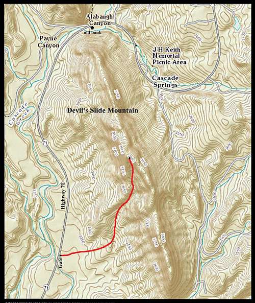 Devil's Slide Mountain Route Map