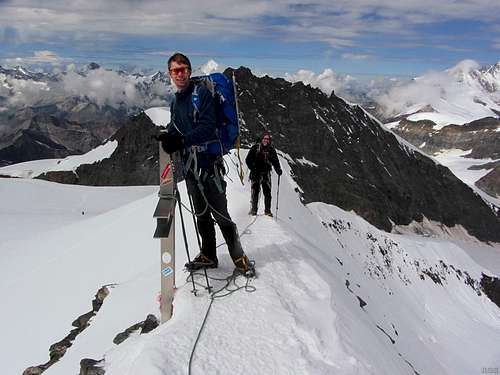 Keith and Mark on top of Strahlhorn (4190m)