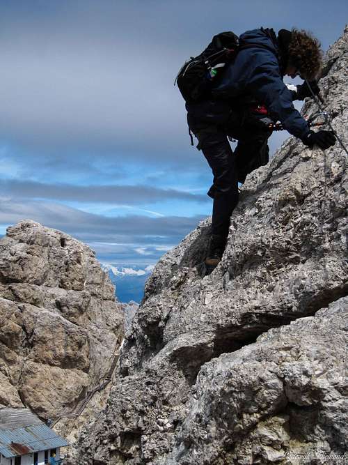 Maarten Climbing on Ferrata Marino Bianch