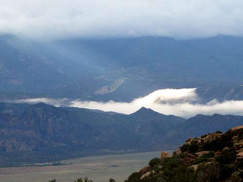 La Sal Mountains hidden in clouds