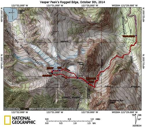 Vesper Peak Ragged Edge Route Map