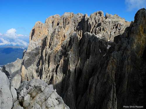 Sassolungo main summit seen from Pollice