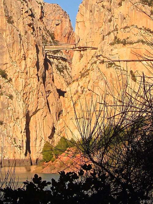 View towards the south entrance of the deep and narrow canyon at El Chorro