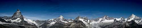 Panorama Matterhorn - Dent Blanche - Obergabelhorn - Zinalrothorn - Weisshorn