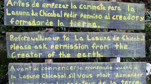 Sign at Volcán Chicabal