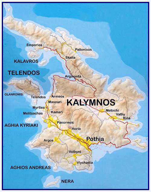 Kalymnos and Telendos map