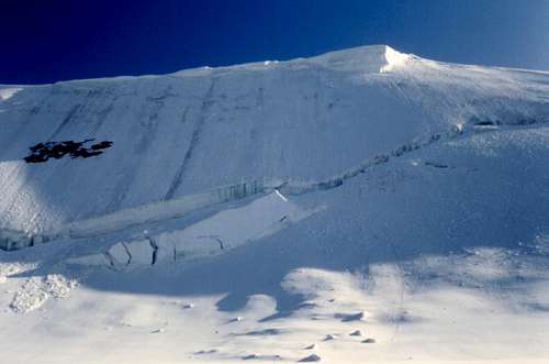 Castore, ice-slopes below Colle Felik